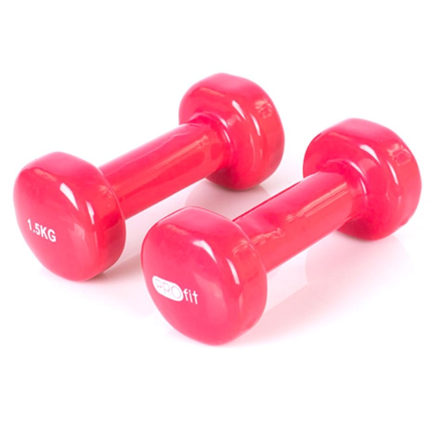 Vinila hanteles Profit rozā 2x1,5kg DK 4102 – 4
