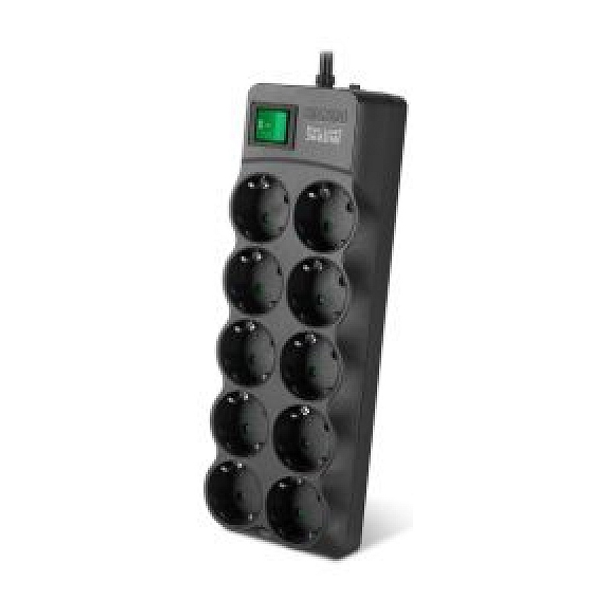 Surge Protector SVEN SF-10E-16 1 8 m 16A 3.6kW (10 sockets with children protection) black (6438162022150)