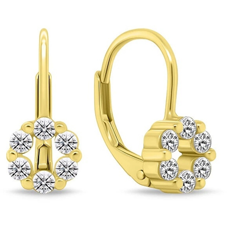 Brilio Silver Gold-Plated Hanging Earrings with Cubic Zirconia EA1278Y