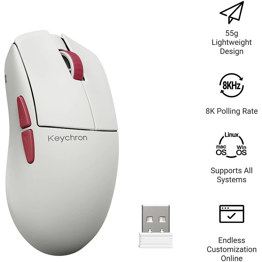 Keychron G4 Wireless Belaidė Žaidimų Pelė | Baltas – 4