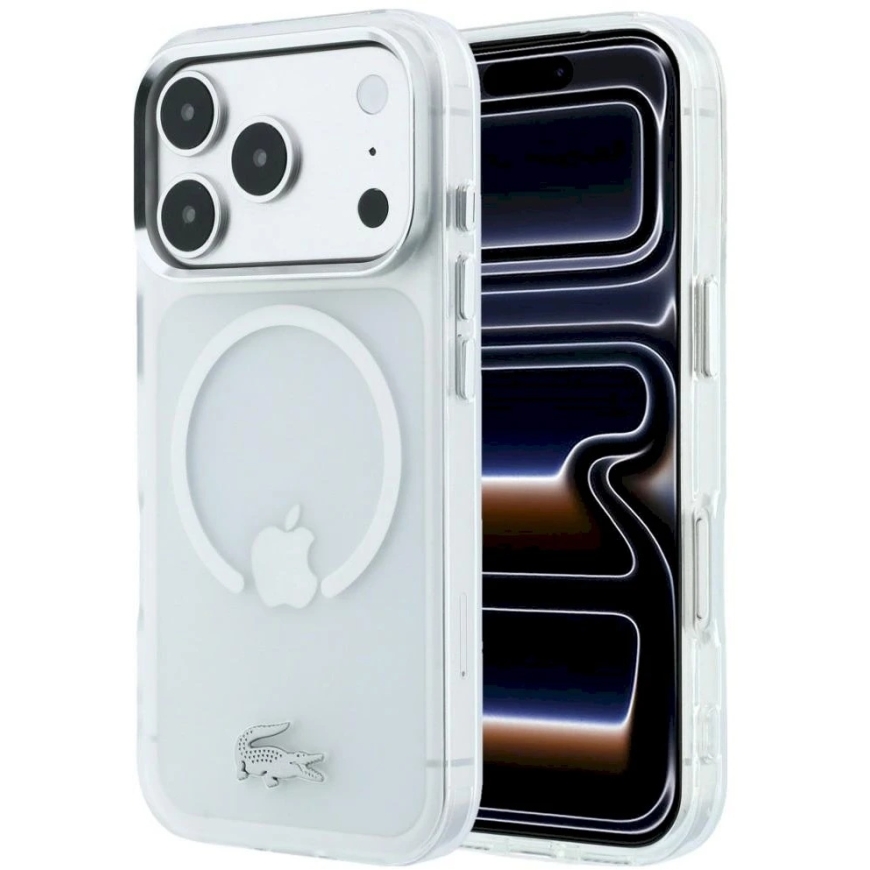 Lacoste IML Frosted Petit Pique Metal Logo MagSafe -kotelo iPhone 18 Pro Max:lle, läpinäkyvä – 2