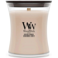 WoodWick Crystal Ginger kvapioji žvakė su medine dagtimi, 275 g