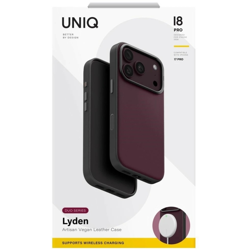 Dėklas UNIQ Lyden DS, skirtas iPhone 18 Pro / 17 Pro, su Magclick įkrovimo funkcija, bordo spalvos – 5