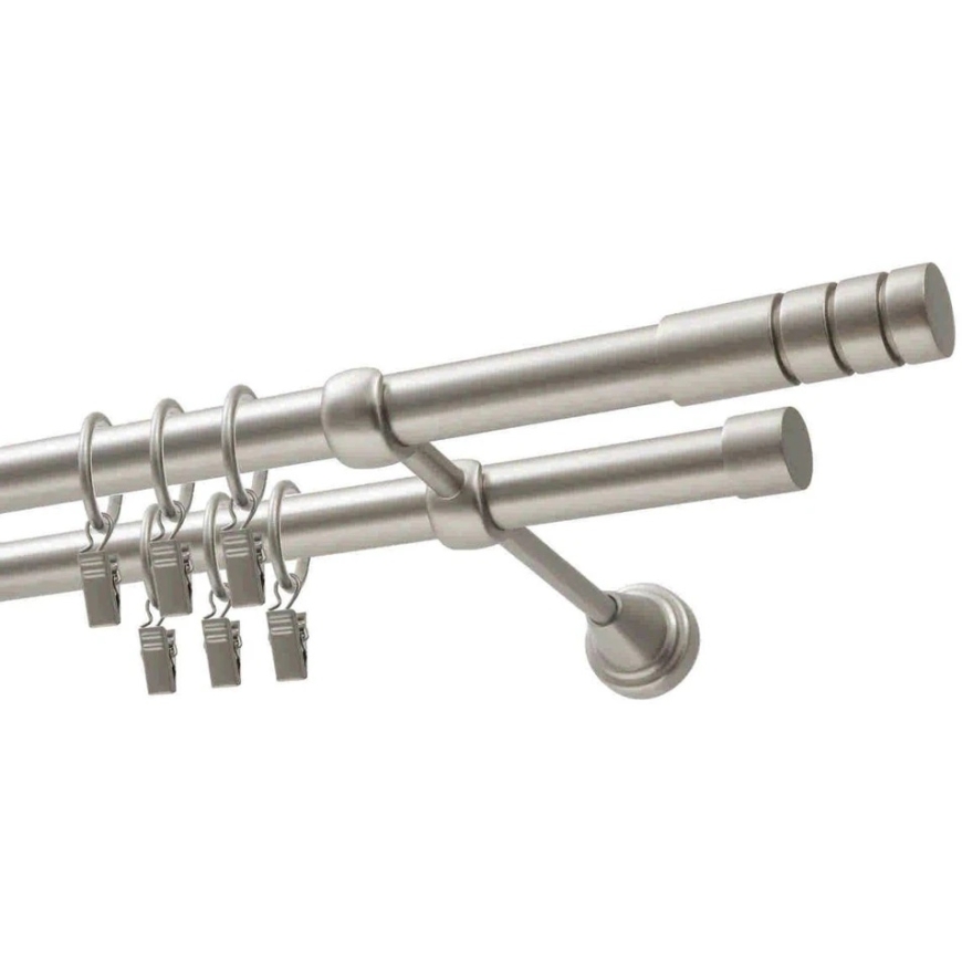 Decastyl Double Curtain Rod FI 19 mm Satin Chrome 320 cm TECHNO with Rollers KOWALSKI