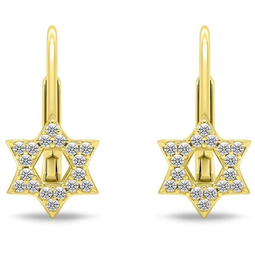Brilio Silver Gold Plated Hanging Earrings Shining Stars EA1277Y – 2