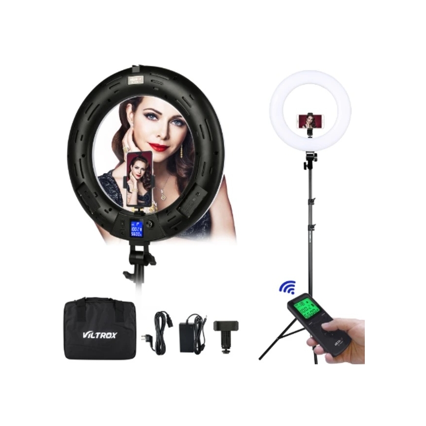 LED gaismas avots - Viltrox VL 600T divu krāsu gredzena lampa, 3 300–5 600 K, 20–100 %