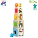 Woody 95005 Eco деревянная сортировочная игра с картиночками и цифрами (10 шт.) для детей от 3 лет (10,6x41 см)