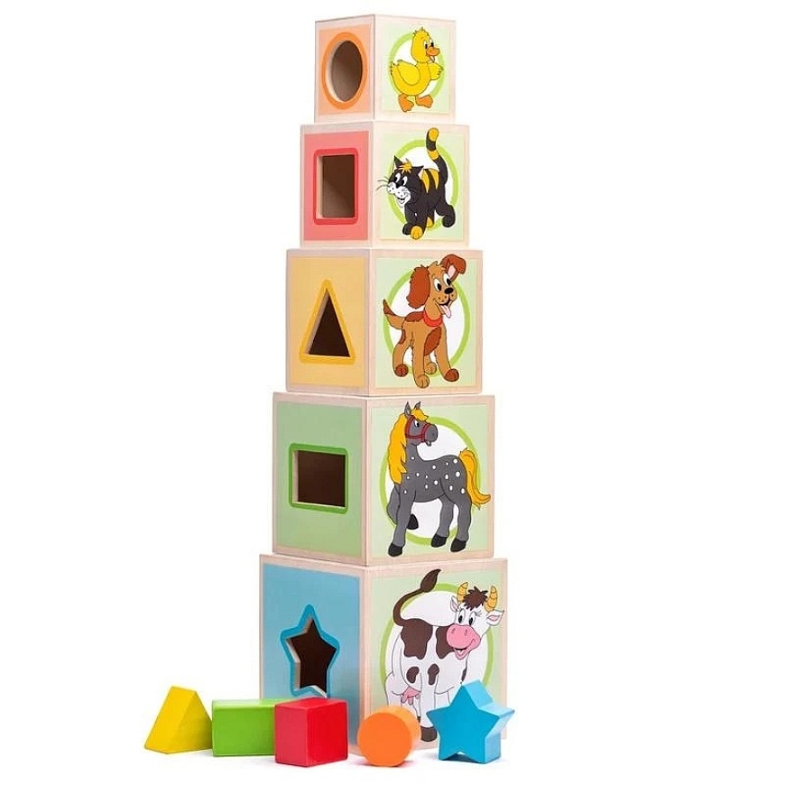 Woody 95005 Eco Wooden Sorting Game with Pictures and Numbers (10 pcs) for Children Aged 3 and Up (10.6x41 cm) – 3