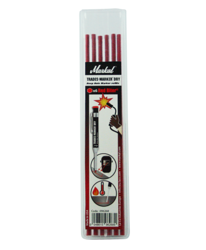 La Co Industries Markal Cores for welding Red Riter, replacement for Trades Marker pencil. RED, 6pcs – 5