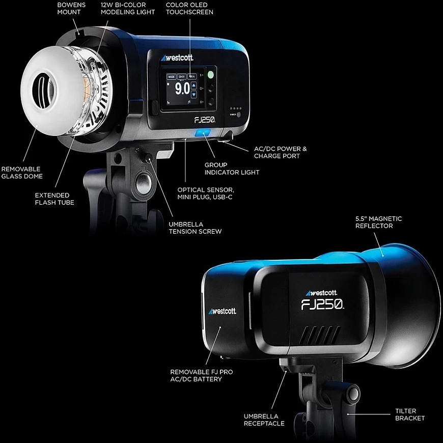 Apšvietimo Įranga - Westcott FJ250 Strobe 5500K Jutiklinis ekranas – 3