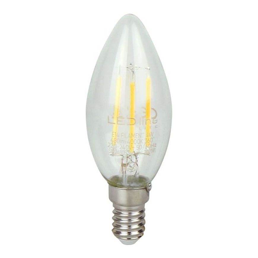 LED-lamppu E14 4W 4000K 480lm 220-240V FILAMENT C35 CANDLE LED line LITE