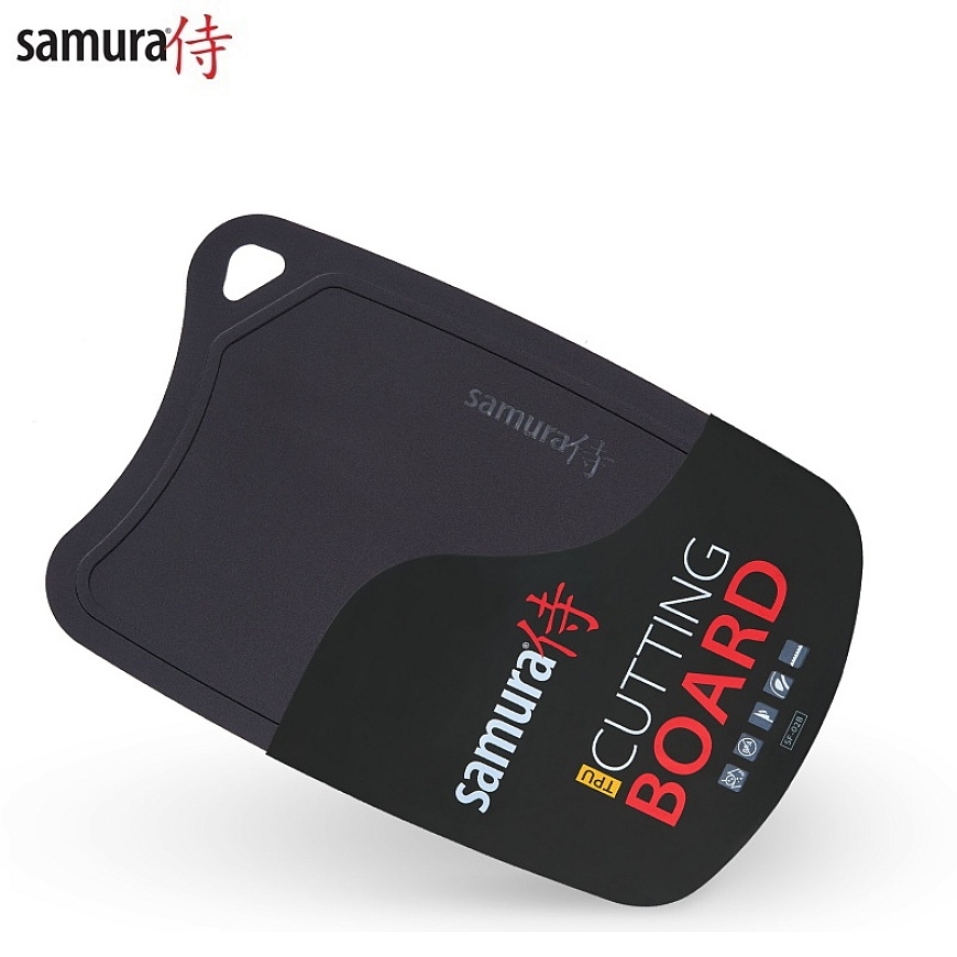 Samura SF-02GR Fusion Termoplastinė Virtuvinė Pjaustymo Lenta su Antibakteriniu Danga (394x253x3mm) Juoda