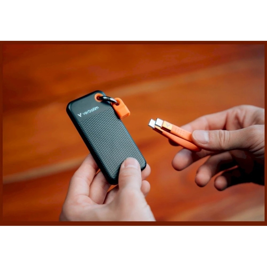 Verbatim Pocket SSD 512GB External Hard Drive - Keychain with USB-C 3.2 Gen.2 Cable Black-Orange 32285 – 5