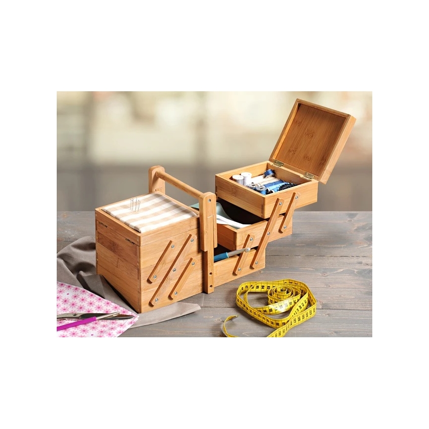 Bamboo threader with needle storage, height 19 cm, Kesper – 2