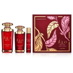 Lattafa Parfyymit Mayar Cherry Intense Lahjasetti EDP 100 ml, mini EDP 12 ml ja hiussumu 50 ml