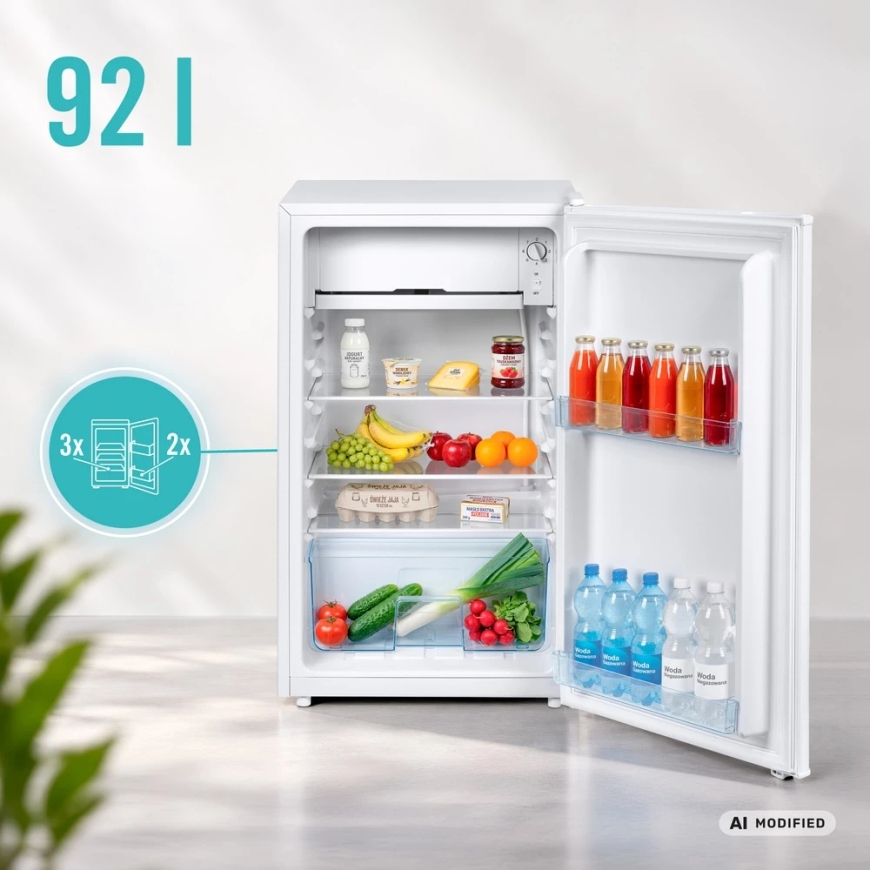 TEESA jääkaappi pakastin, yhdellä ovella, laskettavalle, 92 l – 5