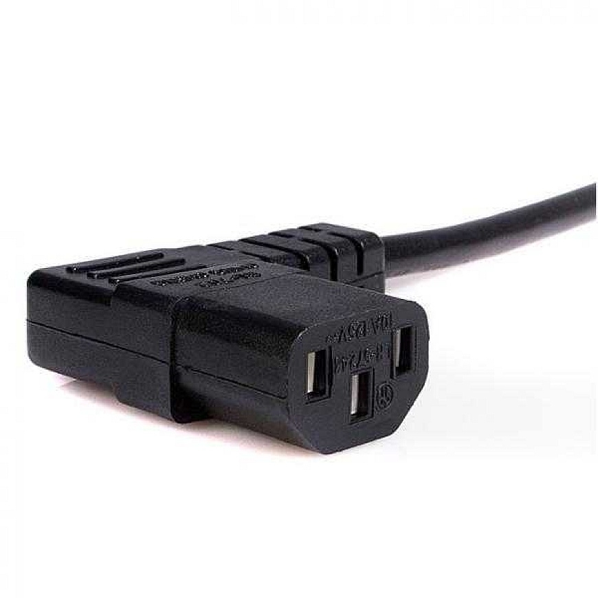 Kabelis sieciowy 230V maitinimo šaltinis, CEE7 (widelec) - C13, 2m, VDE approved, juoda, Logo, łamany – 2