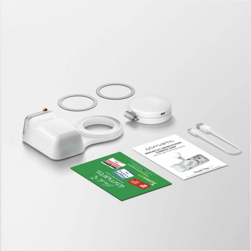 Magnetic smartphone holder with 4smarts camera grip, additional light, and wireless control, white – 5