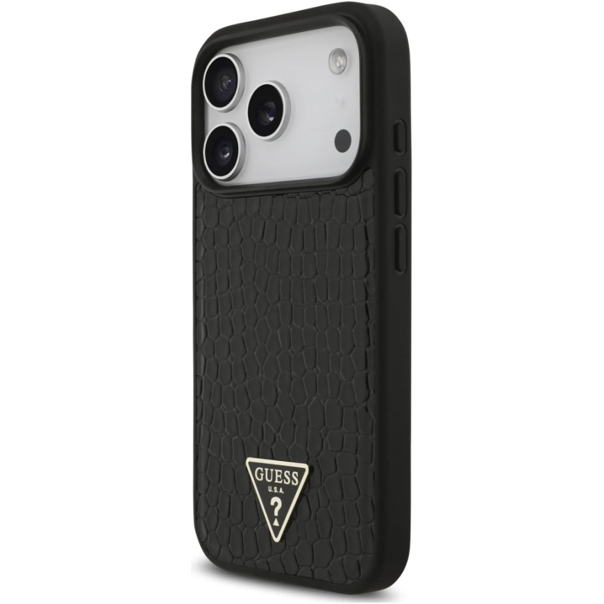 Guess Croco Triangle Logo MagSafe Case for iPhone 18 Pro / 17 Pro, black – 3