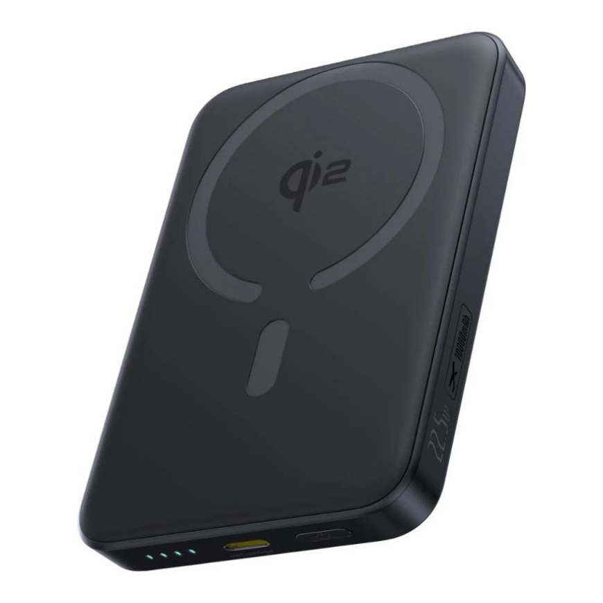 LiPo PowerBank 10000mAh 22 5W juhtmevaba QI2 laadija magnetiga Magsafe ühilduv must EnerFill FM12 BASEUS E0028500 (6932172699062