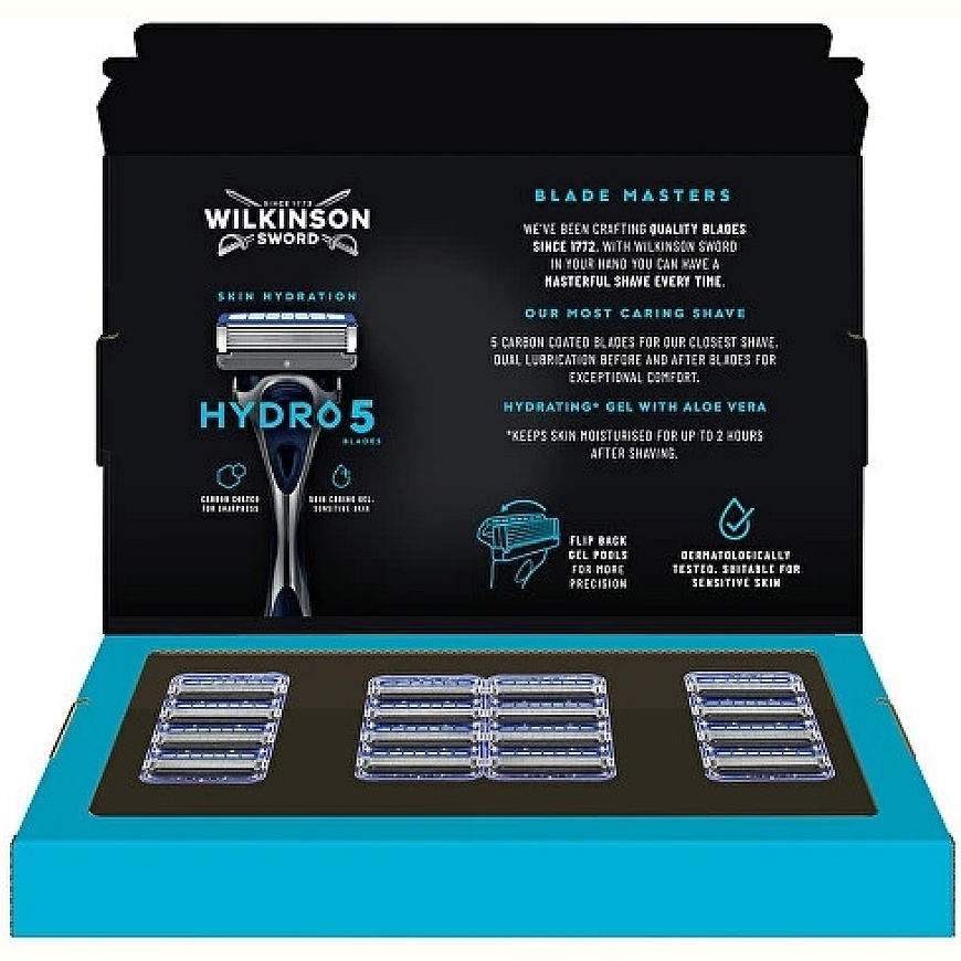 Wilkinson Sword „Hydro 5“ nomaiņas mitrinošo skuvekļu galviņu komplekts, 16 gab.