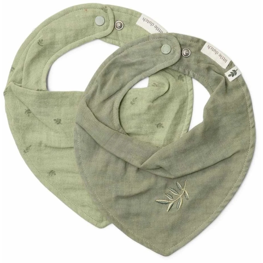 Little Dutch bandana bibs, 2 pcs., pure sage color