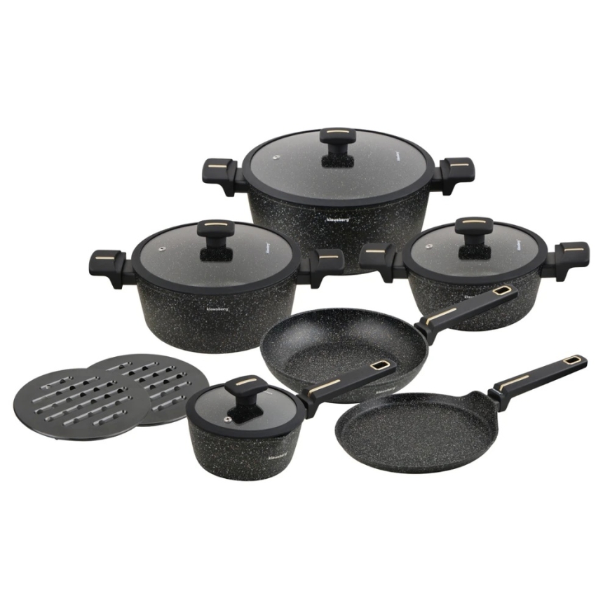 12-piece kitchen utensil set, cast aluminum, marble non-stick coating, induction, black, Klausberg, kb-7966 – 2