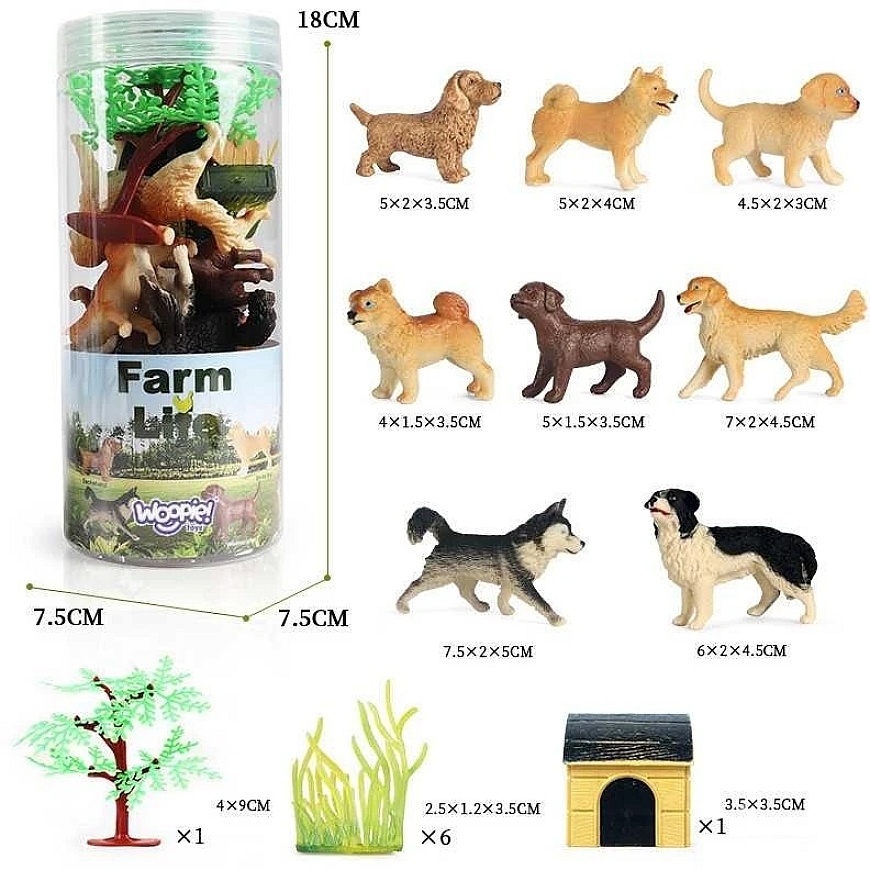 WOOPIE 47092 Figūrėlių rinkinys Šuo 16 vnt. Ferma – 4