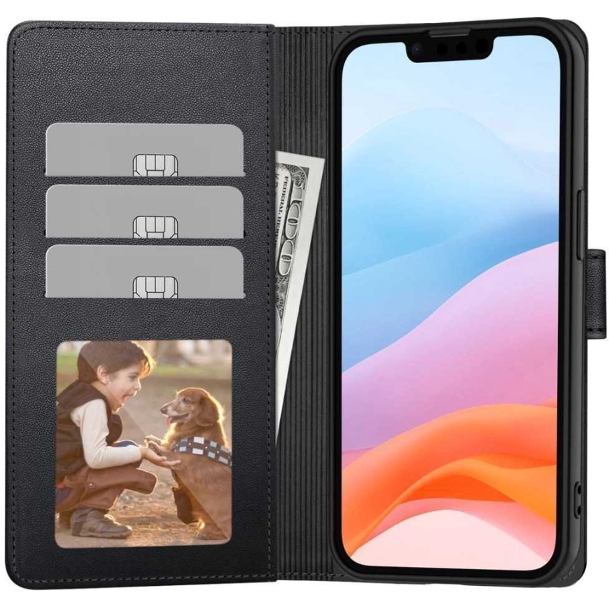 Reach Fancy Wallet -kotelo Samsung A175 A17 4G/A176 A17 5G/A185 A18 4G/A186 A18 5G musta – 2