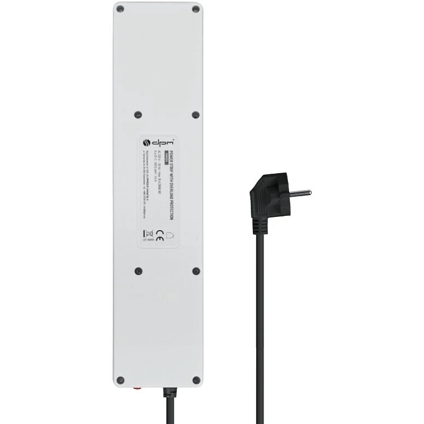 Pagarinātājs – DPM 6 kontaktligzdām, 16 A, 3680 W, 1,4 m, Balts/Melns – 2