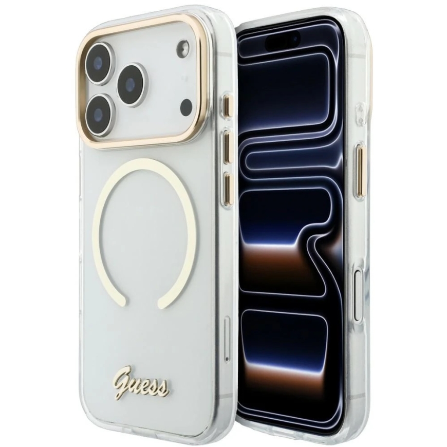 Чехол Guess IML Script Metal MagSafe для iPhone 18 Pro Max / 17 Pro Max, прозрачный – 2