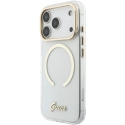 Dėklas Guess IML Script Metal MagSafe, skirtas iPhone 18 Pro Max / 17 Pro Max, skaidrus Dėklas Guess IML Script Metal MagSafe, skirtas iPhone 18 Pro Max / 17 Pro Max, skaidrus