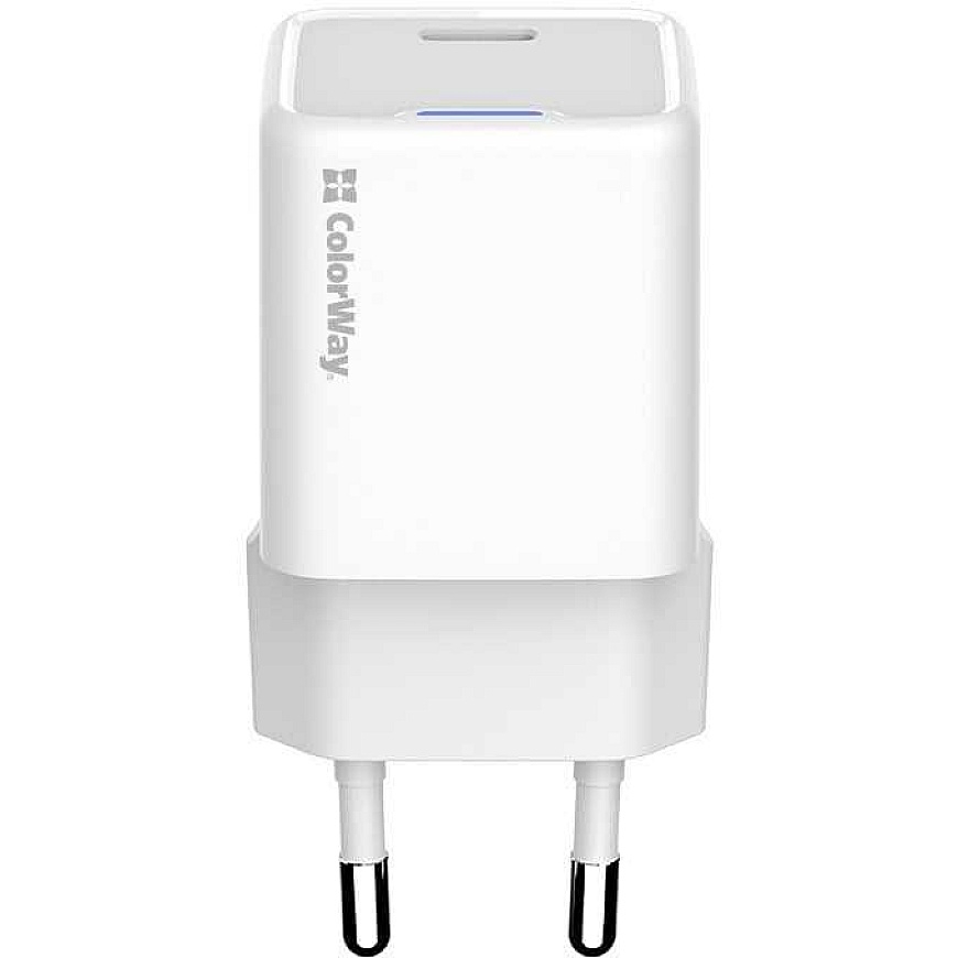 ColorWay 1x USB-C network charger/ GaN/ PD/ PPS/ 30W, White – 2