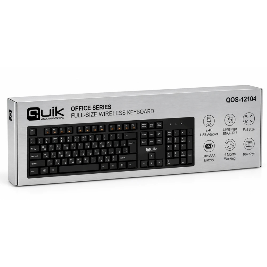 Quik Priedai QOS-12104 Full Size Wireless Keyboard RU / ENG – 5