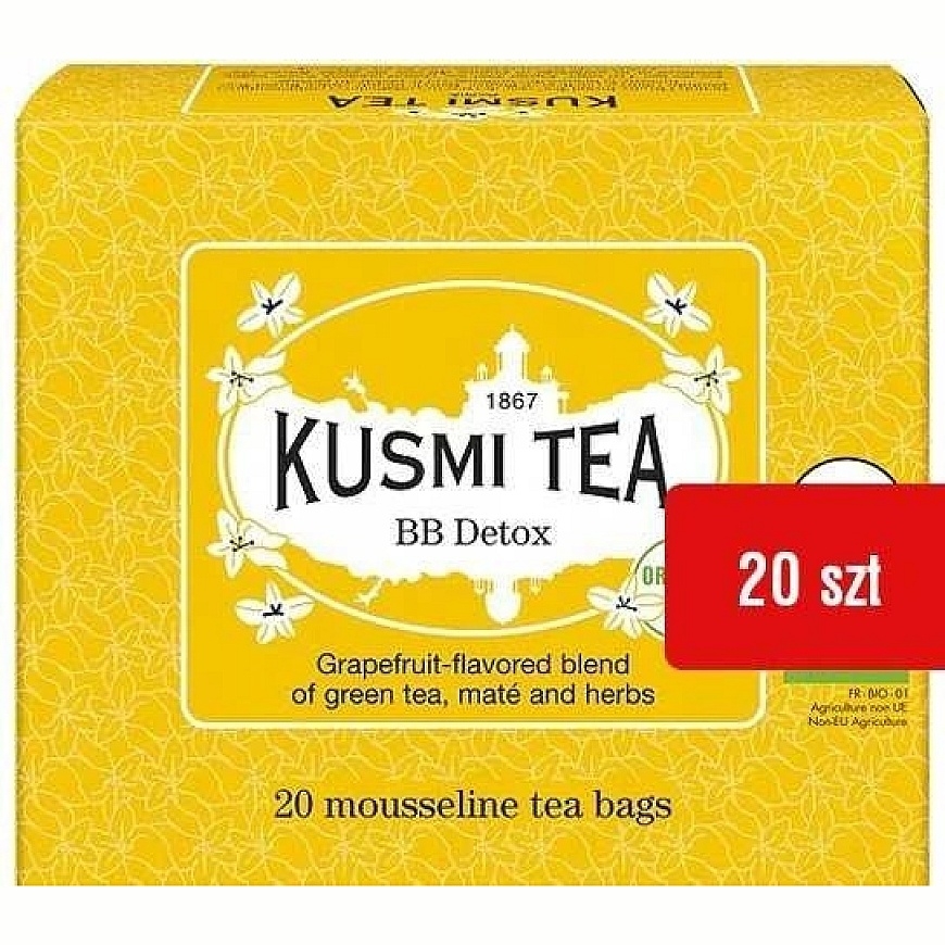 Organic Green and Mint Tea Blend "Kusmi Tea BB Detox" – 20 Muslin Tea Bags – 5