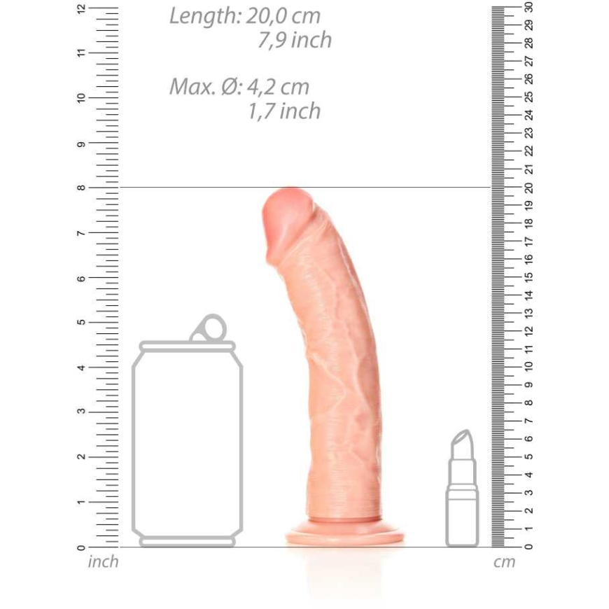 Realrock By Shots Realrock изогнутый реалистичный дилдо с присоской - 7"/ 18 см – 3