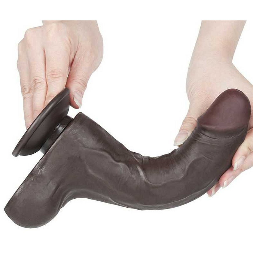 LoveToy 8.5'' Sliding Skin Dual Layer Dong Black – 3