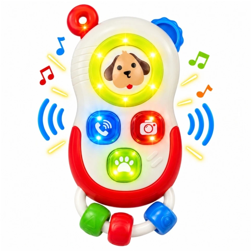 Lean Toys Interaktyvus žaislinis telefonas su šviesomis ir garsais, 16 x 7,5 x 5 cm – 5