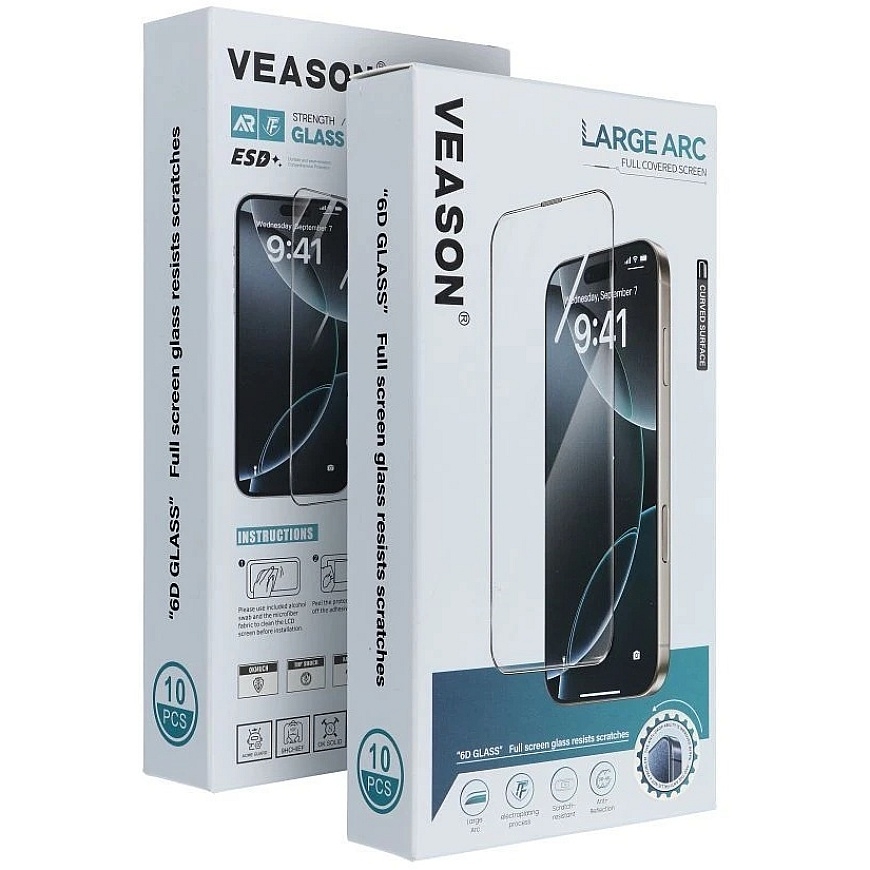 6D Pro Veason Glass (10 kpl sarja) – suunniteltu iPhone 17 Pro / 18 Pro:lle, must