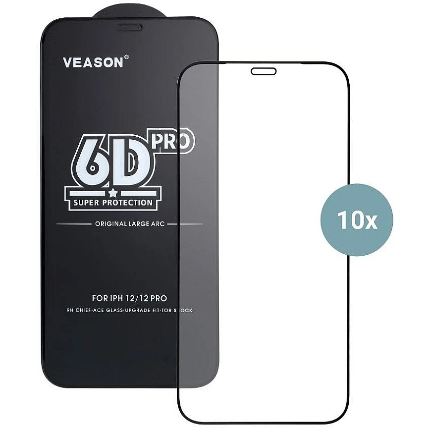 6D Pro Veason Glass (10 gab. komplekts) – paredzēts iPhone 17 Pro / 18 Pro, melns – 3