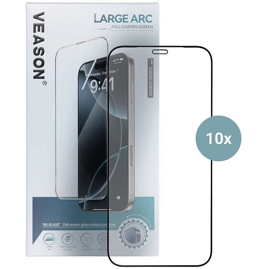 6D Pro Veason Glass (10 kpl sarja) – suunniteltu iPhone 17 Pro / 18 Pro:lle, must – 4