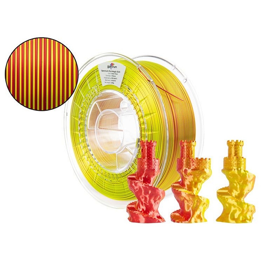 Filamendid PLA Magic silk SOLAR FLARE (kollane punane) 1kg Spectrum PLA-MagSolFla-1-SPEC (5905991404958)