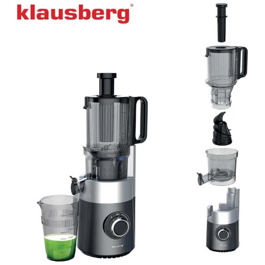 Sulčiaspaudė Lėtaeigė sulčiaspaudė vaisiams ir daržovėms, vertikali, pilka, 180 W, Klausberg, kb-7881 – 5