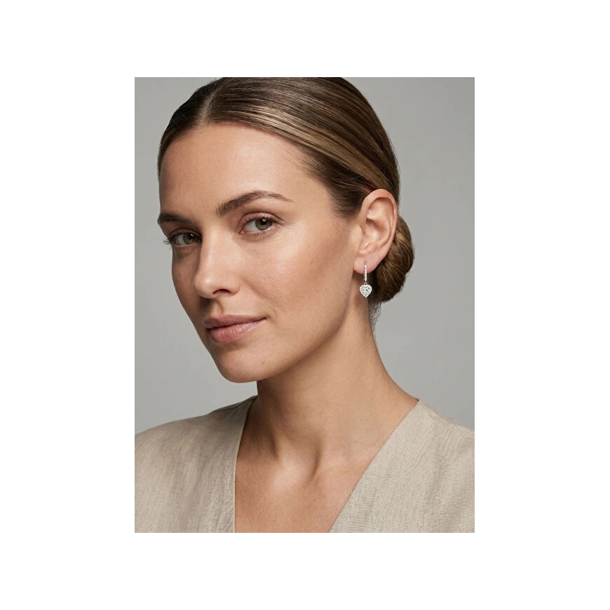 Brilio Silver Shimmering Heart Shaped Drop Earrings with Zirconia EA1265W – 3