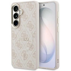 Guess PU ādas 4G zelta rāmja magnētiskā soma Samsung Galaxy S26+ rozā krāsā