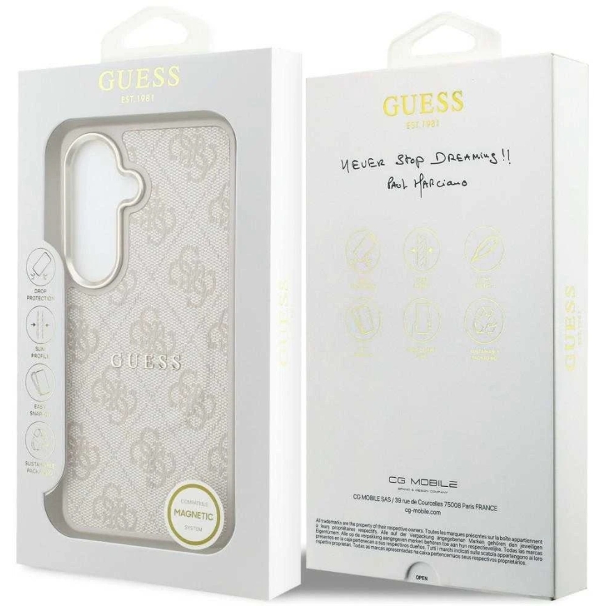 Guess PU Nahk 4G Kuldraamiga Magnetiga Kest Samsung Galaxy S26+ jaoks roosa värviga – 2