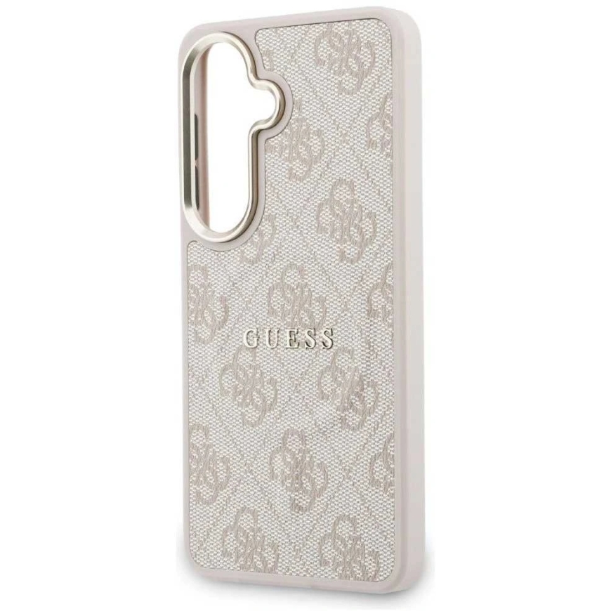 Guess PU ādas 4G zelta rāmja magnētiskā soma Samsung Galaxy S26+ rozā krāsā – 4