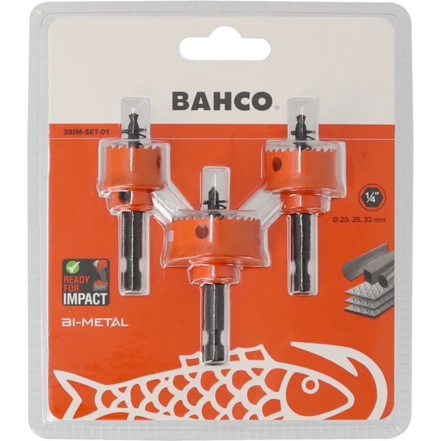 Bahco bimetalinių karūninių pjūklų rinkinys, skardai/ plastikui, 20/25/32mm, 3vnt. – 3