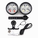 USB-ladattava 4-LED-pyörävalosetti – etu- ja takavalot 120 dB -torvella USB-ladattava 4-LED-pyörävalosetti – etu- ja takavalot 120 dB -torvella
