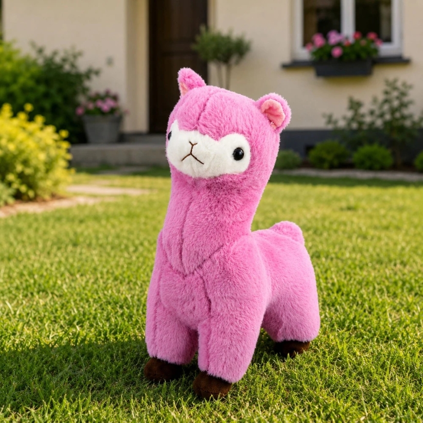 Lean Toys Plush Toy Alpaca, Pink with Brown Accents, 28 x 22 x 12 cm – 5